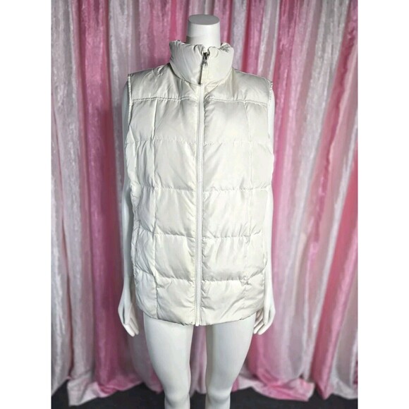 Lands' End Ivory Down Puffer Duck Feathers Vest Size XL Petite - Picture 1 of 12
